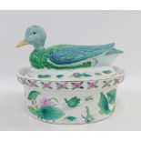 Chinese duck tureen and cover, 25cm long