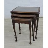 Mahogany nest of three tables, 56 x 55cm (3)