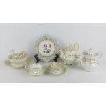 Quantity of English Ridgway type table wares to include two teapots, two cake plates, two cups,