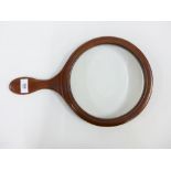 19th century mahogany framed table magnifying glass, 40cm long
