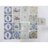 Collection of seventeen Dutch Delft tiles (17)