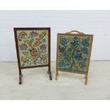 Two vintage fire screens each with a flora tapestry insert, largest 80 x 50cm (2)