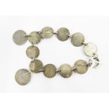 Victorian silver coin bracelet