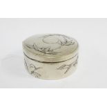 Chinese Export silver circular box and cover, Tuck Chang, with bamboo pattern, makers marks to base,