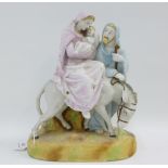 Flight into Egypt, bisque figure group, restored, 28cm high