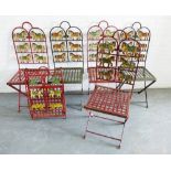 Set of six folding metal garden chairs (6)
