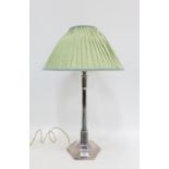 Early 20th century Epns table lamp base and shade, height excluding fitting 36cm high