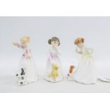 Three Royal Doulton figures to include Sit HN3123, Reward HN3391 & Daddy's Girl HN3435, tallest 12cm