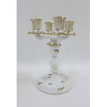 Herend floral hand pained porcelain candelabra, (stem restored) 24cm high