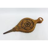 Bellows, designed and carved by Harry Tonkin of Cornwall, 57cm long