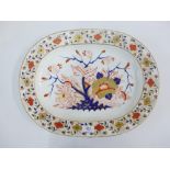 Bloor Derby Imari ashet, with red printed Crown backstamp No19, 35 x 25cm