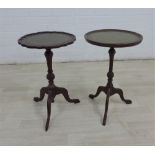 Two pedestal wine tables on tripod legs, largest 54 x 36cm (2)