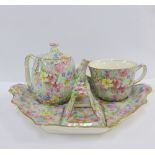 Royal Winton 'Marion' pattern chintz breakfast set, with printed backstamps