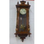 Mahogany cased Vienna style wall clock, 120 x 47cm