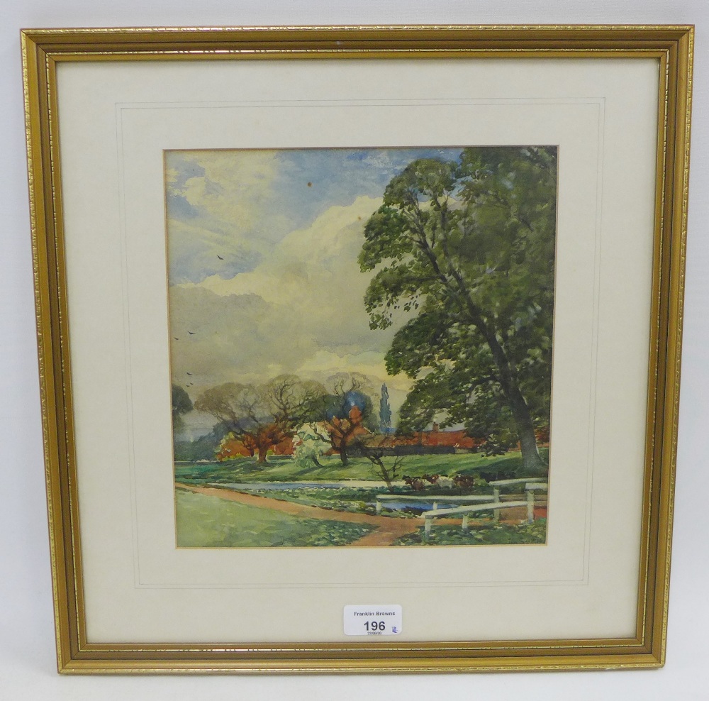 Tom Scott RSA RSW (Scottish 1854 - 1927) Landscape near Betchworth, Surrey, Watercolour, signed - Image 2 of 3