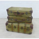 Three vintage travel suitcases, largest 78 x 52cm (3)