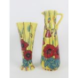 Old Tupton Ware 'Poppy' ewer and vase, tallest 25cm (2)