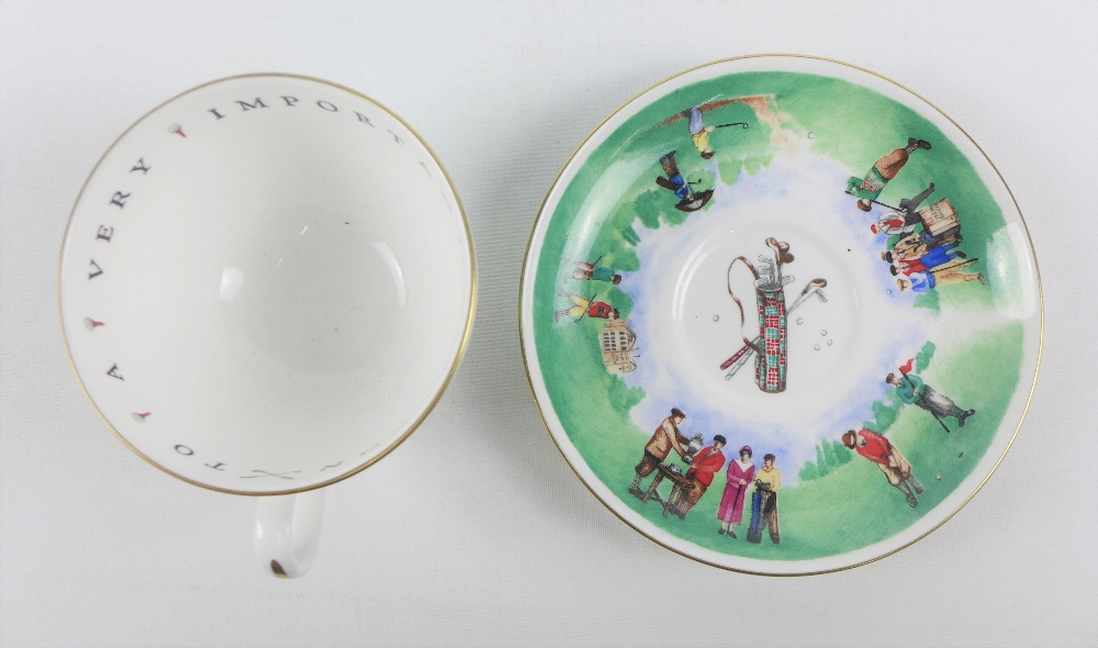 Royal Worcester 'Golfing' breakfast cup and saucer (2) - Image 2 of 3