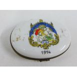 Limoges 'St Georges Lodge 1914' patch box, 9cm long