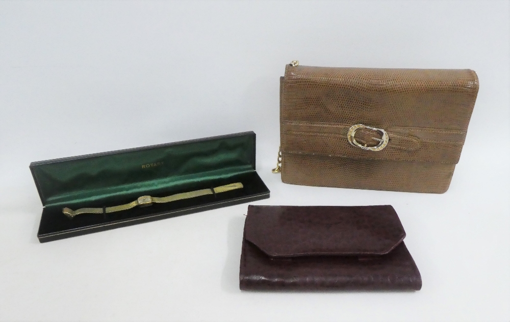 Lady's vintage Rotary wristwatch, an evening bag and a jewellery pouch (3)