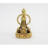 Victorian gold and carnellian fob, tests as 15ct gold, 4cm high