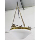Early 20th century brass and white opaque glass ceiling light