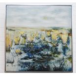 Country Dusk, contemporary acrylic canvas, signed indistinctly, framed, 107 x 107cm