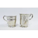 Victorian London silver christening mug, 11cm high, together with another smaller silver christening