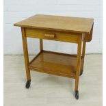 Early 20th century oak side table / trolley, 63 x 59cm