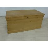 Pine storage trunk with hinged top, 48 x 108cm