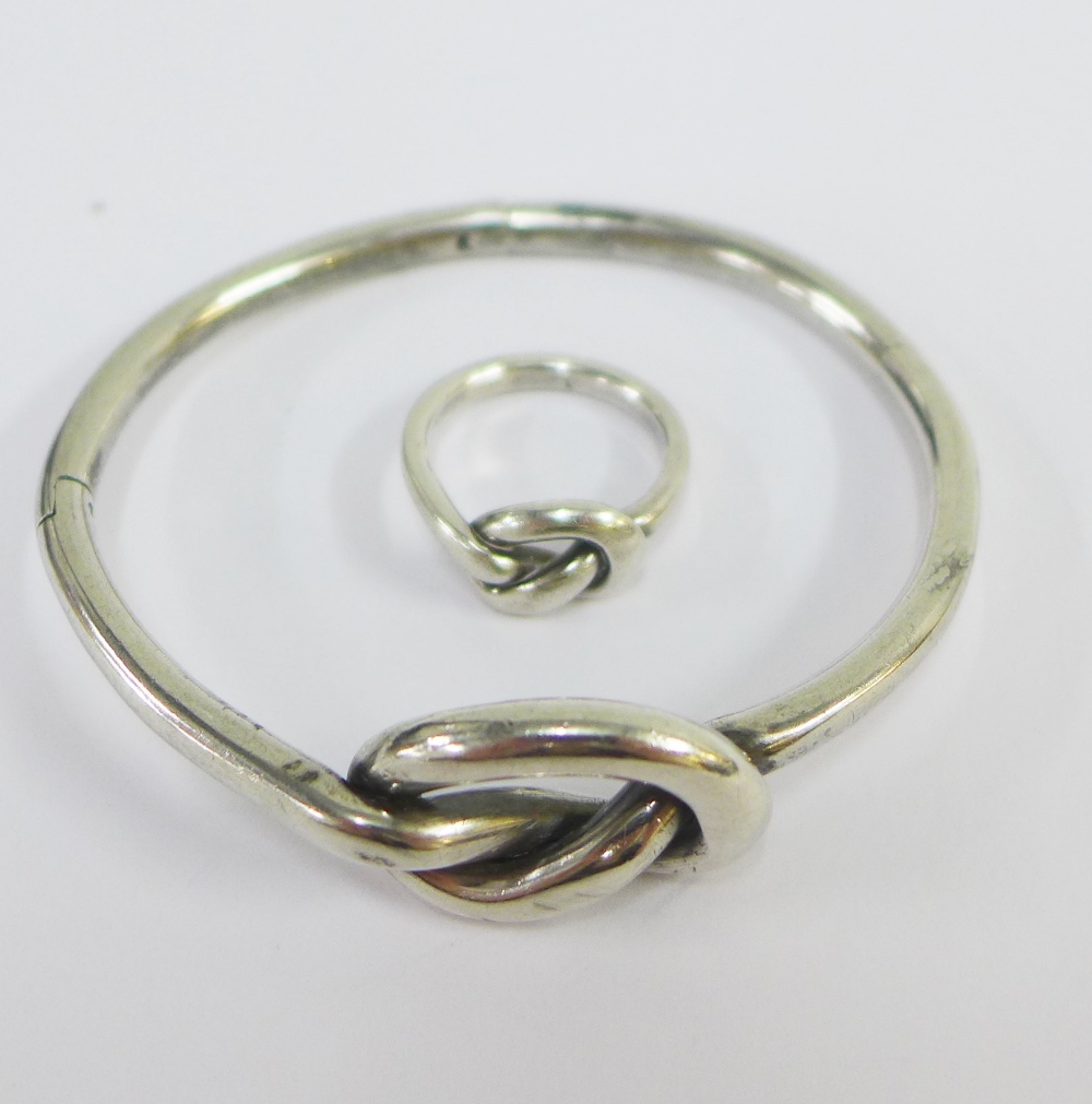 Silver knot bracelet and matching ring (2)