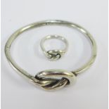 Silver knot bracelet and matching ring (2)