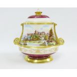 Aynsley Ltd Edition Clarendon vase and cover, handpainted with a view of Windsor Castle and signed
