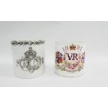 Doulton Burslem transfer printed Queen Victoria Jubilee mug and another (2)