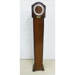 Early 20th century oak cased Grandmother clock with silvered chapter ring and Roman numerals, 143