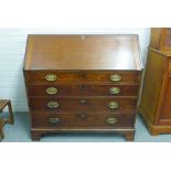 19th century mahogany secretaire chest with a fall front and fitted interior over four graduated