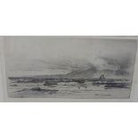 DY Cameron, Arran, etched print, in glazed frame, 27 x 14cm