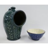 Studio pottery salt crock and similar bowl, tallest 25cm (2)