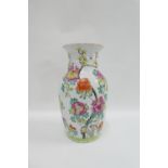 Chinese floral patterned baluster vase, drilled to base for use as a lamp, 37cm high