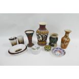 Mixed lot to include Highbank jar and cover, Japanese toilet set, jersey pottery vase,etc (10)