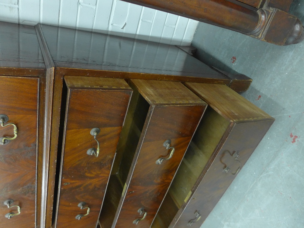 Mahogany veneered tallboy chest with a dentil frieze over two short and six long drawers, on bracket - Image 2 of 3