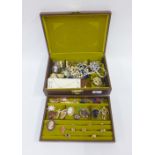 Jewel box containing a collection of mainly costume jewellery, etc (a lot)