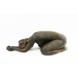 Stoneware figure of a female nude, with impressed signature Awlson and No. 66/75, 50cm long
