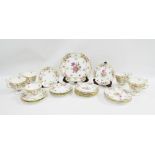 Hammersley Dresden Sprays china teaset comprising nine cups, six saucers, ten side plates and a cake