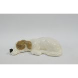 W.R Midwinter sleeping dog figure, with printed backstamps, 14cm long