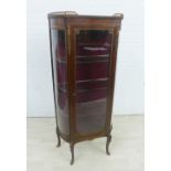 French style mahogany vitrine, with marble top and brass gallery over glass panels and with a
