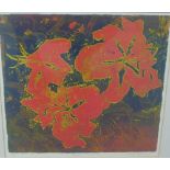 Mike Spring, Lilies Coloured etching, No. 2/5, signed in pencil, in glazed frame with an Edinburgh