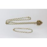 9ct gold belcher chain necklace with matching 9ct gold belcher chain bracelet and a yellow metal