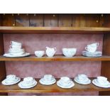 Late 19th century porcelain teaset painted with flowers and foliage to a white ground with gilt