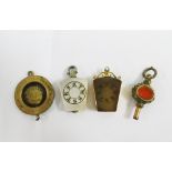 Victorian Masonic gold mounted fob together with another and Masonic medallion and watch key (a lot)